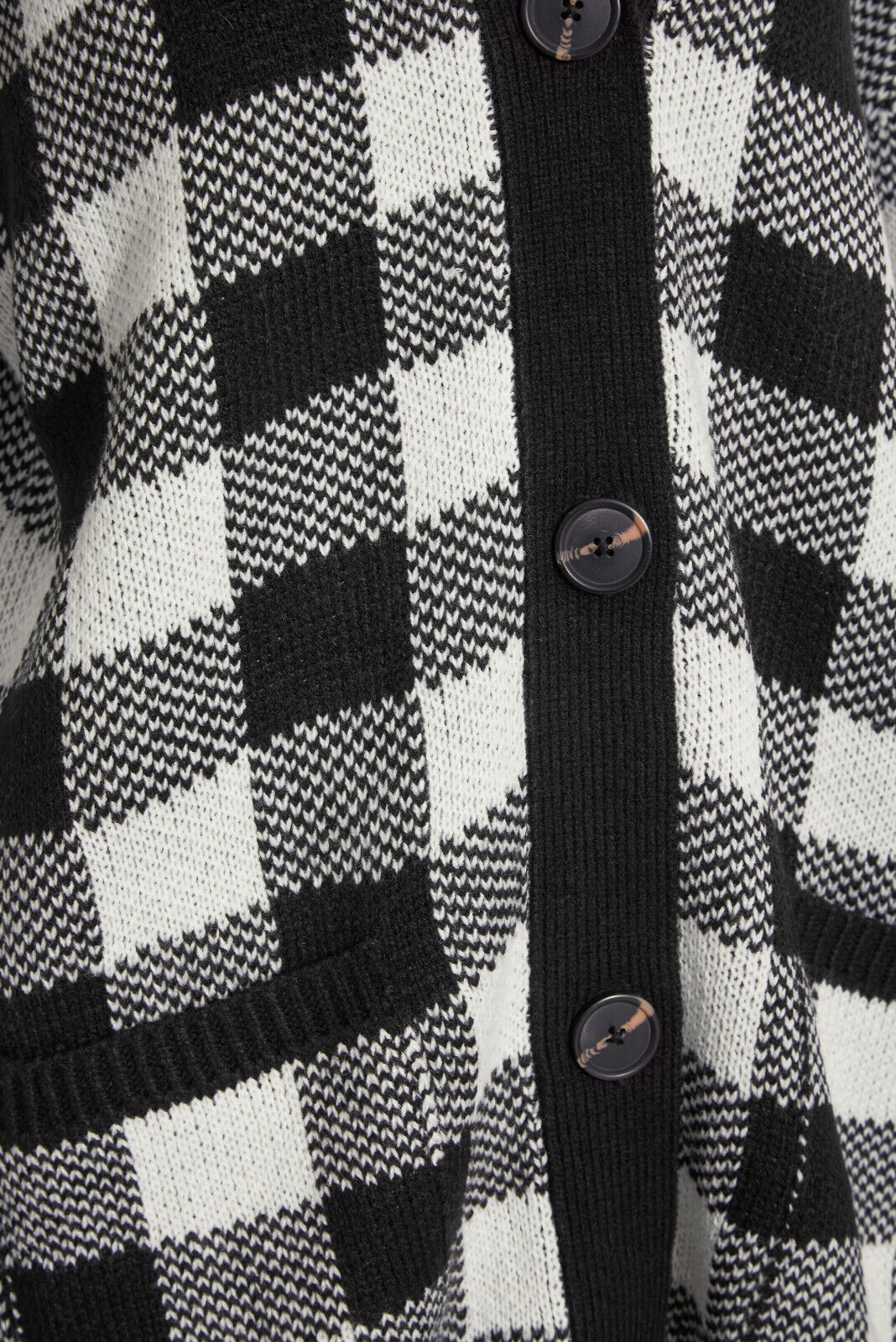 LTS Tall Black Gingham Button Knitted Cardigan Size 10-12