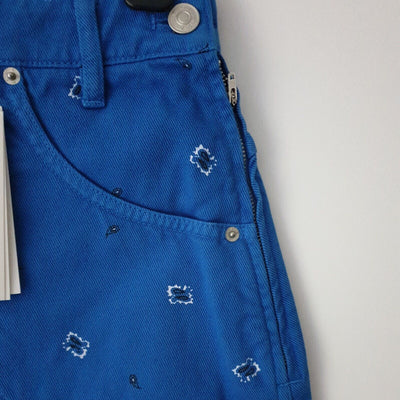 Kenzo Printed Denim Mini Skirt Blue Size UK 6