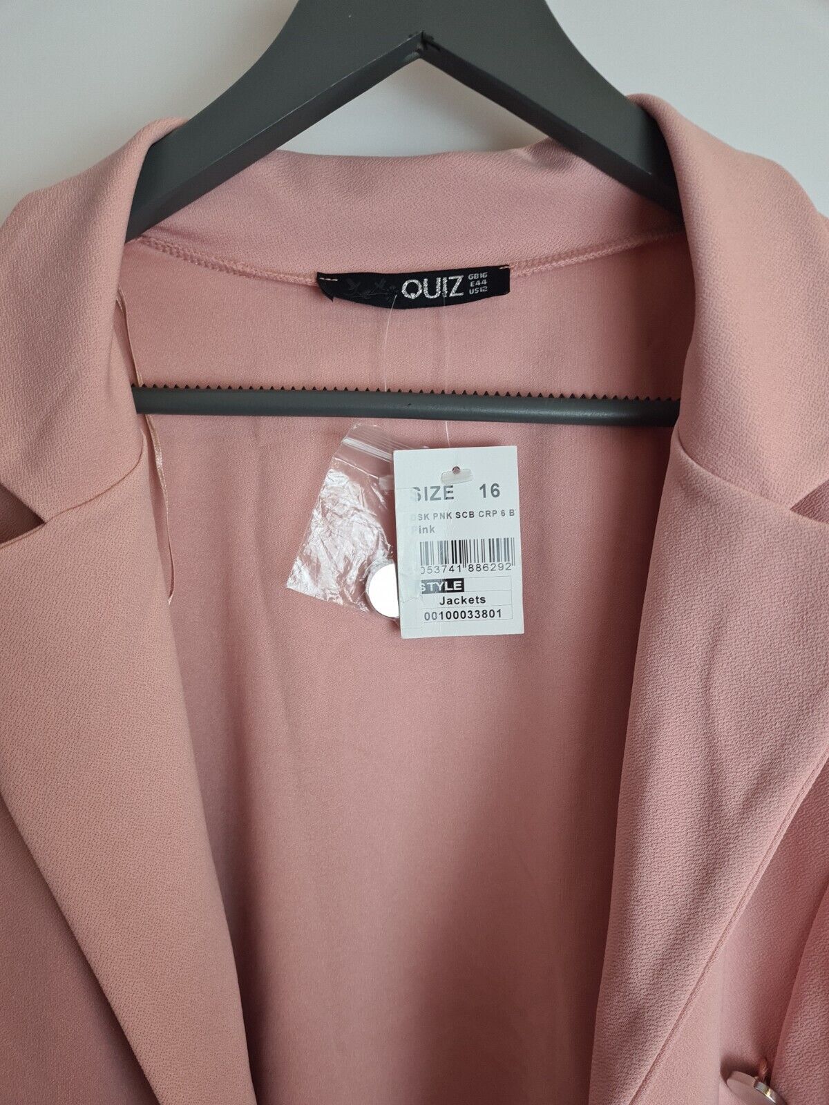 Quiz Pink Scuba Crepe 6 Button Blazer Size 16 **** V334