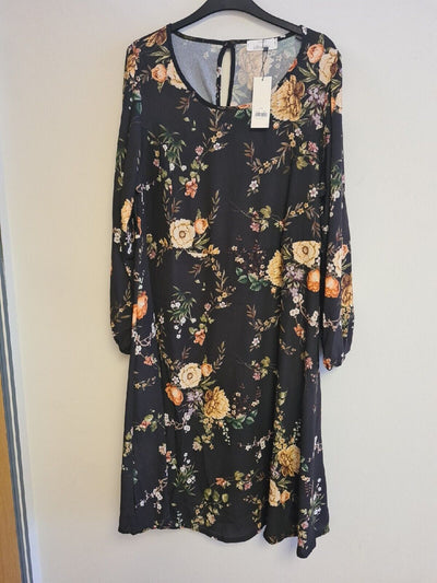 Yours London Black Floral Dress Size 20 BNWT Ref****V506