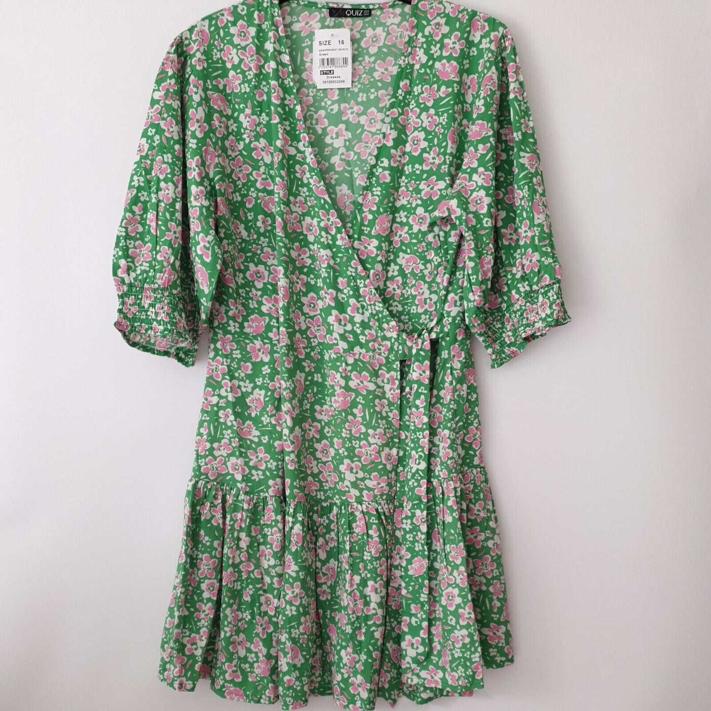 Quiz Green/pink Floral Dress Size 16****Ref V9