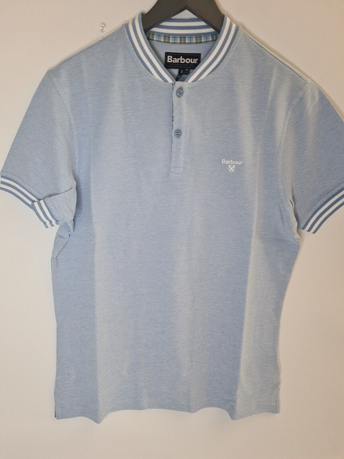 Barbour Hawick Short Sleeved Blue Polo Shirt Blue Size Small **** V26