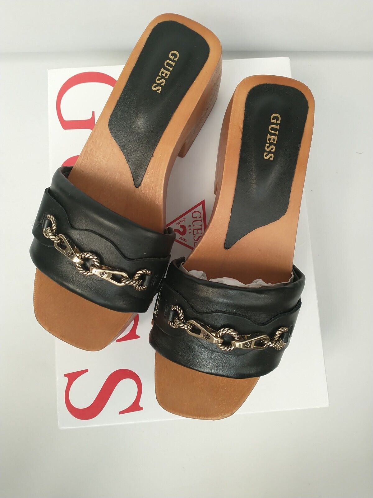 Guess Wooden Clog Sandal Ladies Size UK 4. ****RefVS1