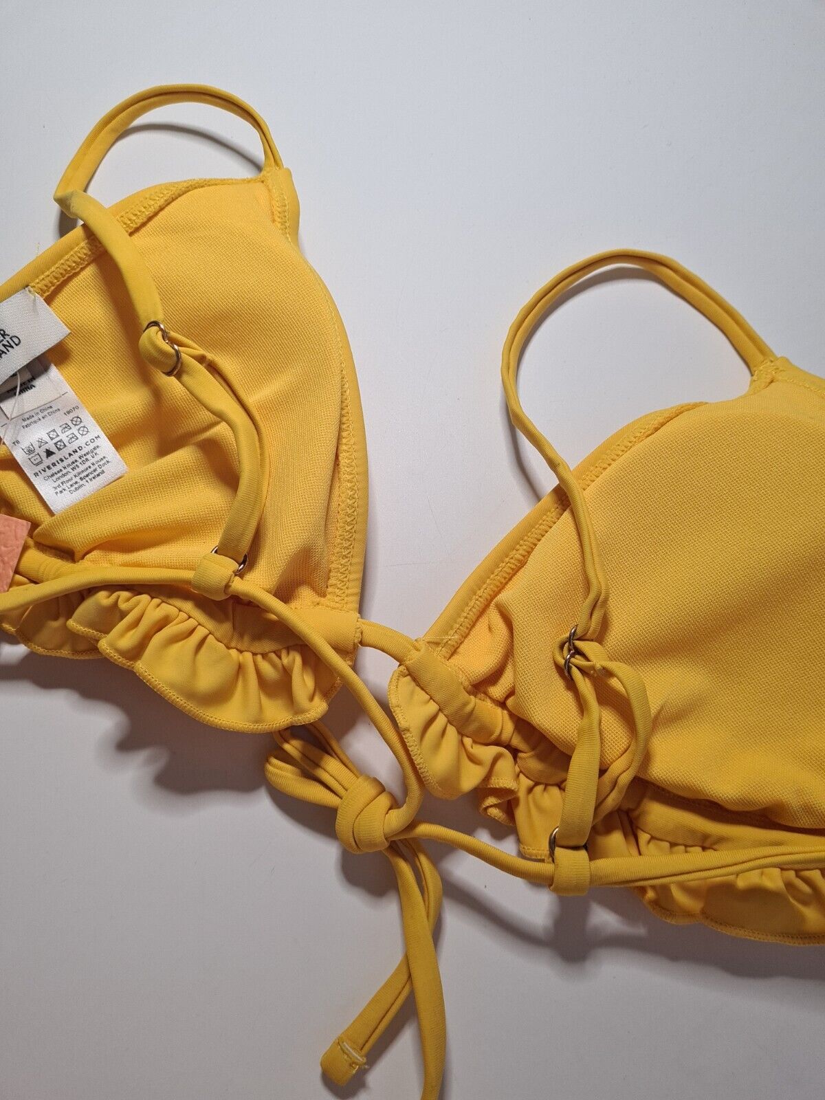 River Island Orange/Yellow Frill Triangle Bikini Top Size 10 **** V82