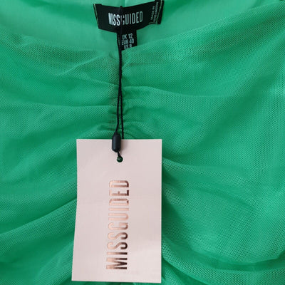 Missguided Dress Mesh Ruched Green UK 12