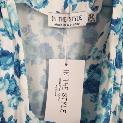 In The Style Lorna Luxe Blue Flo Blue Top Uk12****Ref V362
