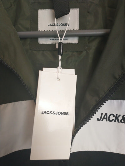 Jack & Jones Zip Up Jacket - Black/White/Khaki. UK Small **** Ref V33