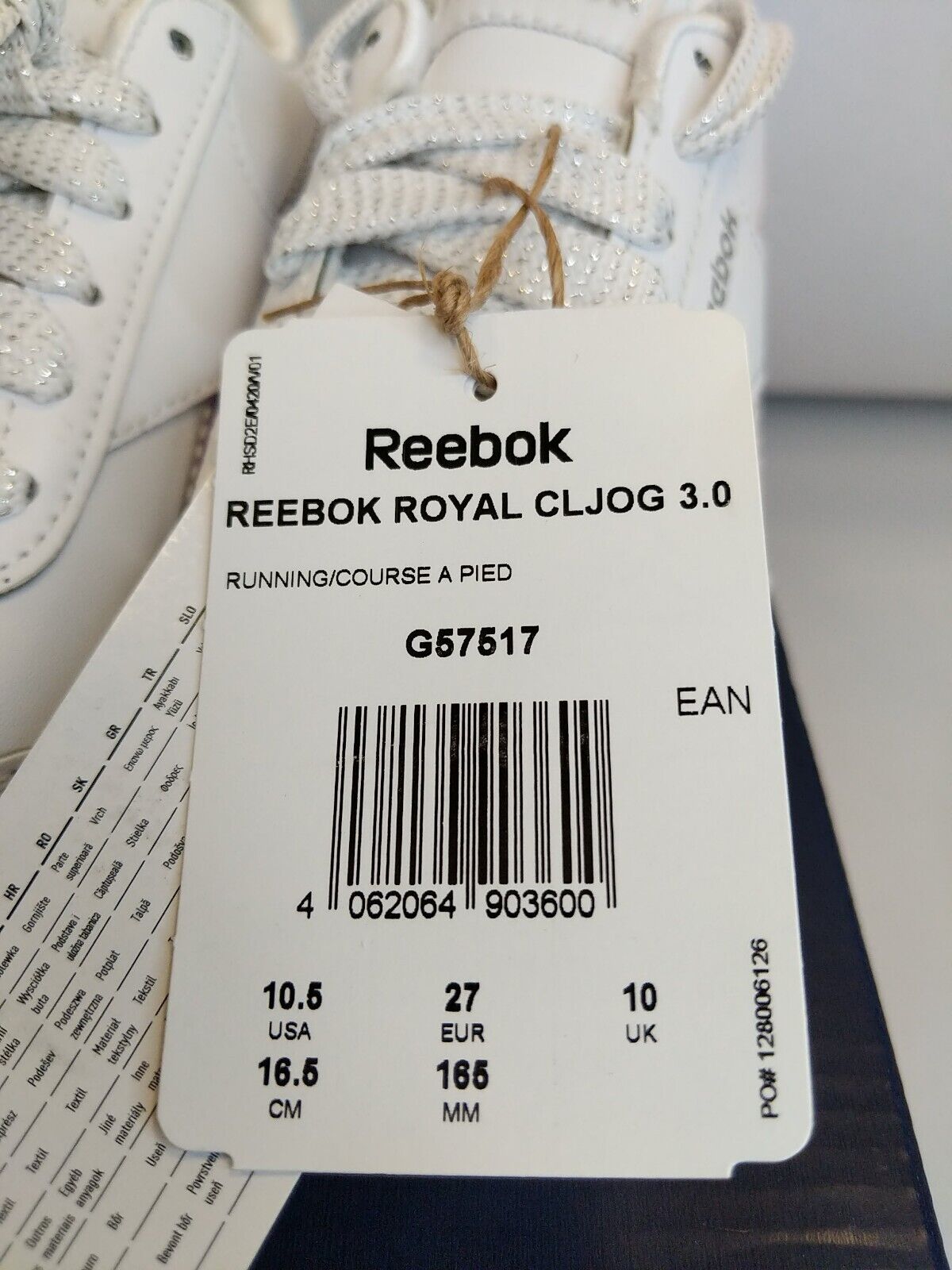 Reebok Royal CLJOG 3.0. Kids UK 10. White Trainers **** VS2