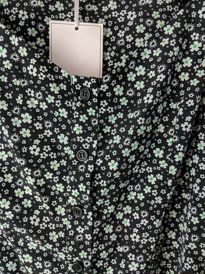 Michelle Keegan Sweetheart Printed Blouse Black Floral Size 12 **** V9