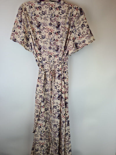 Missguided lilac floral print wrap high low midi dress dress Size 10.