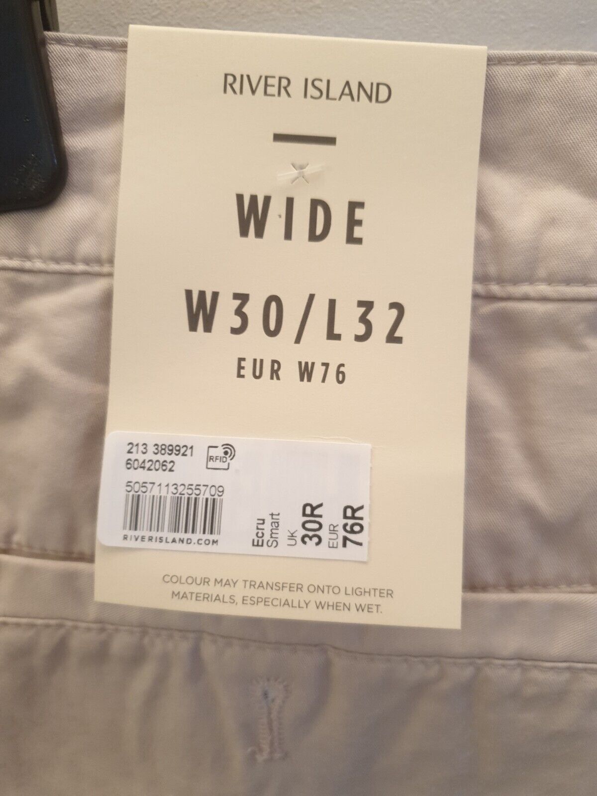 River Island Ecru Wide Trousers W30/L32.