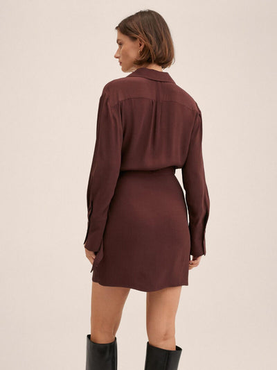 Mango Wrap Detail Mini Dress - Brown. UK 6. ****V168