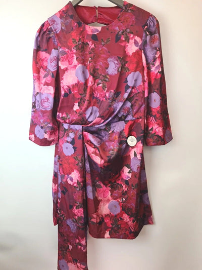 Chi Chi London Womens Drape Detail Floral Midi Dress. UK Size 14 **** V29