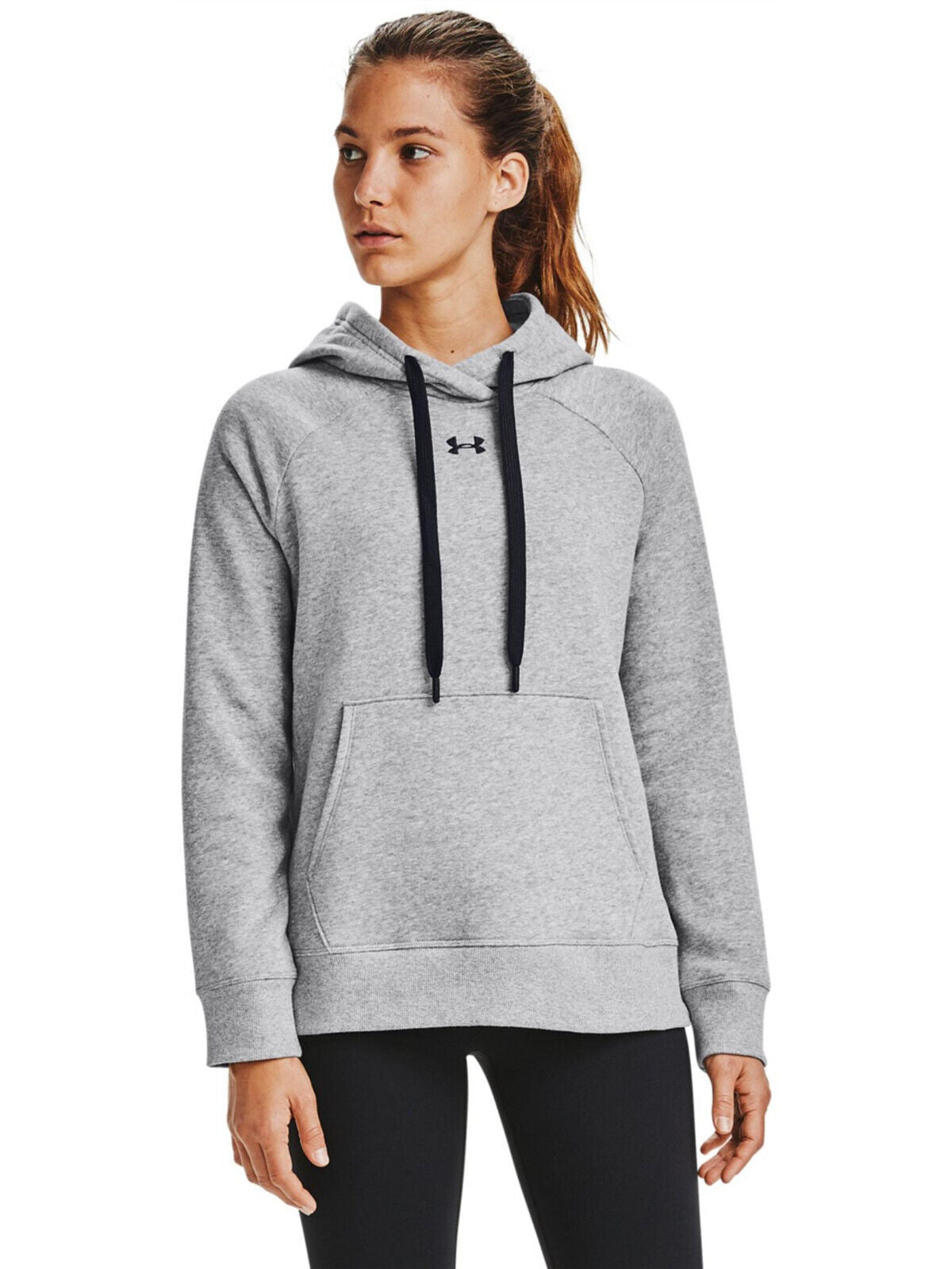UNDER ARMOUR Rival Fleece Grey/Black HB Hoodie Size Large ** V347
