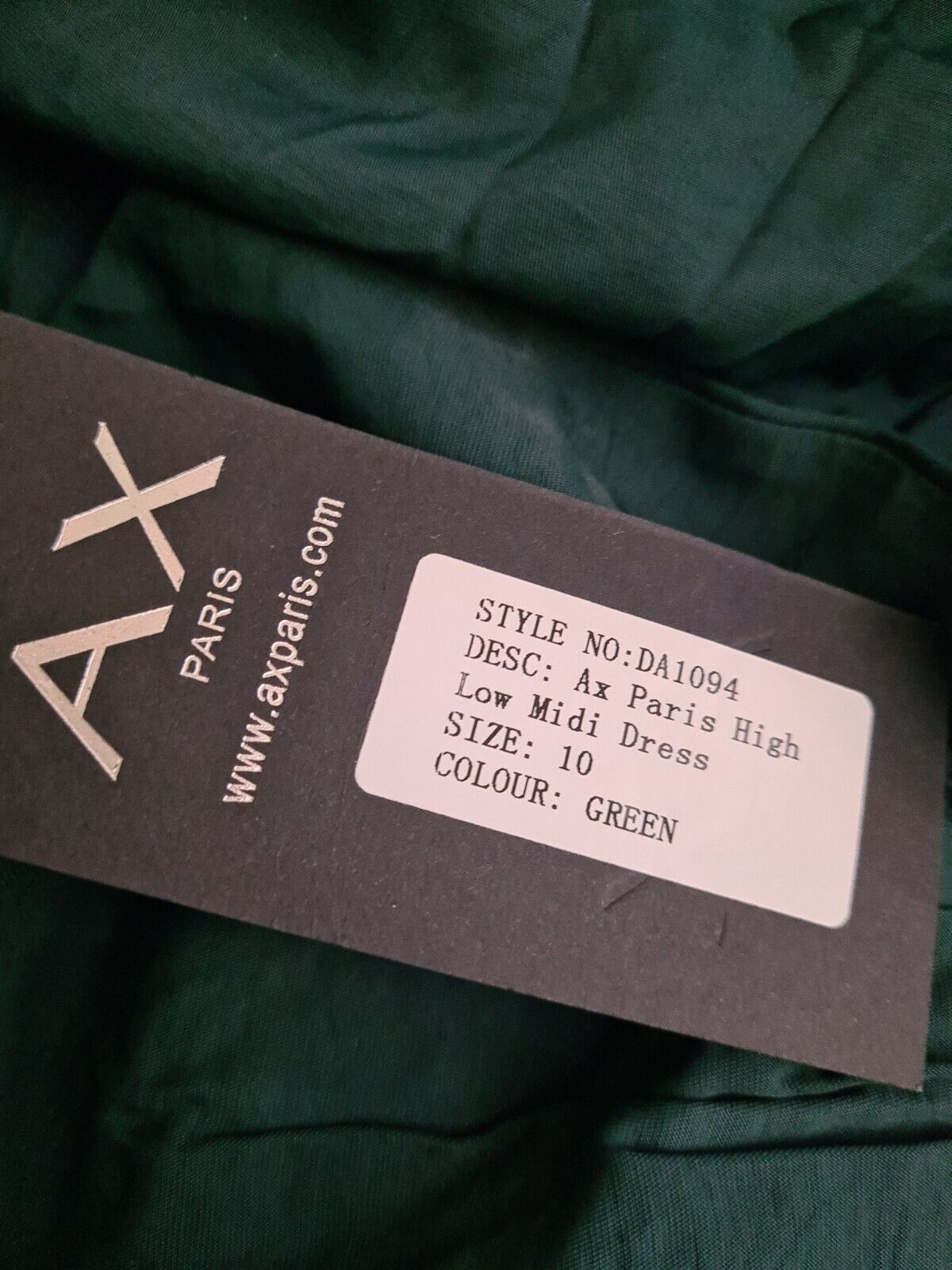 AX Paris Green High Low Midi Dress. Size UK 10 **** V470
