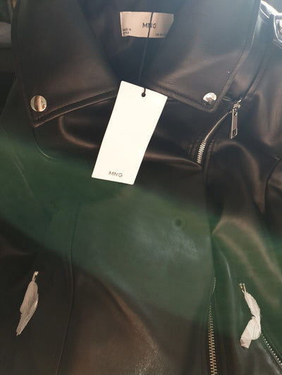 Mango Faux Leather Jacket -Black. UkXL