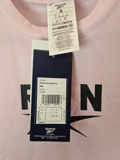 Reebok WOR Run SW Graphic Pink Tee Size UK Small **** V29