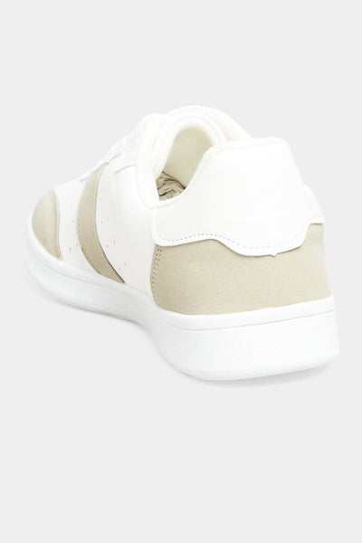 Yours White & Beige Brown Stripe Trainers. UK 4 EE. VS3