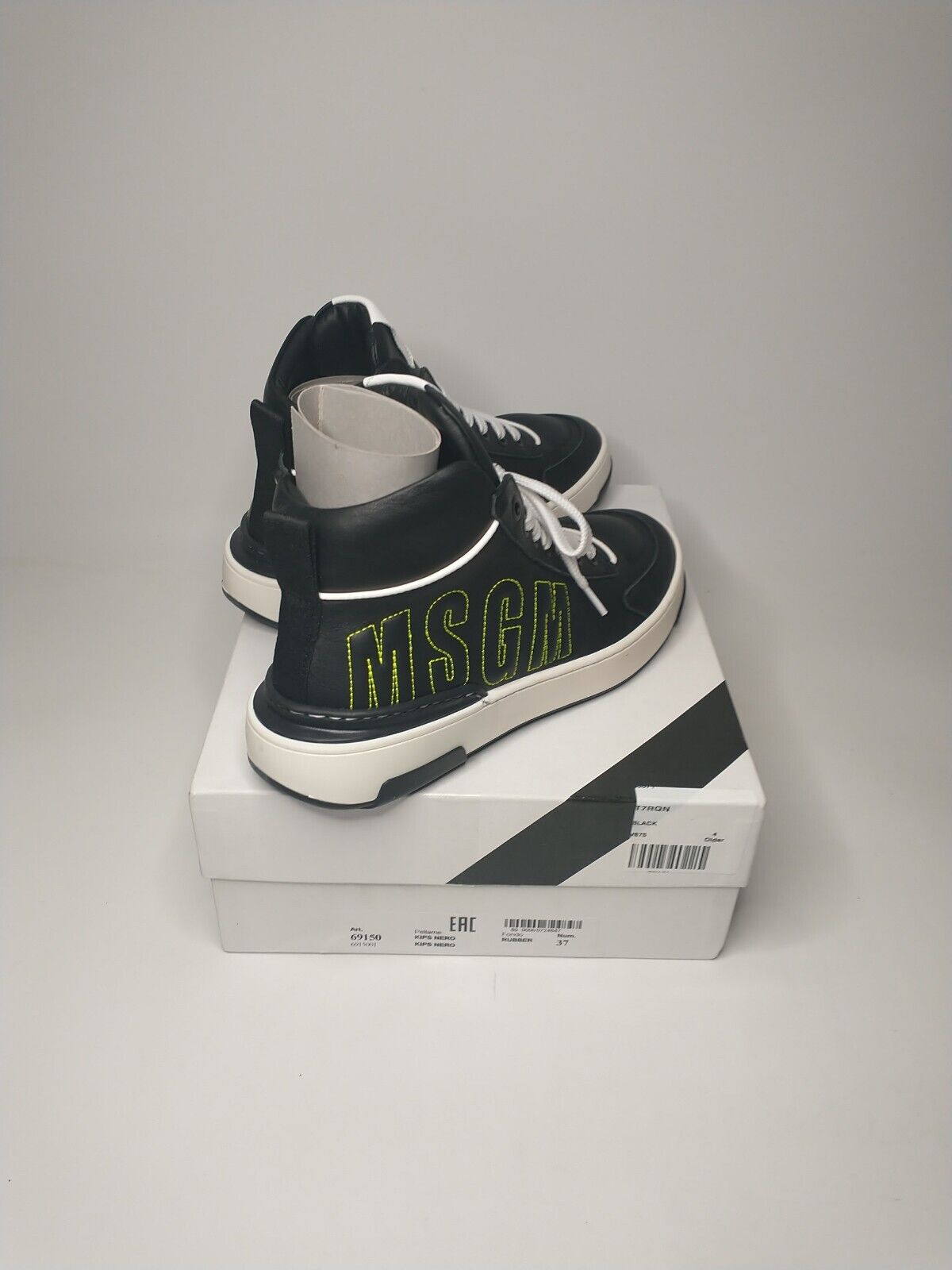 MSGM High Top Leather Trainers- Black. UK 4 ****Ref VS2