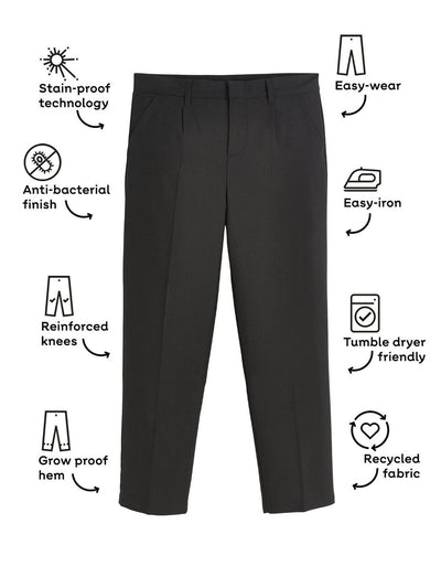 Boys Black Regular Leg School Trousers  ( 2 Pack ) Size 13-14 Years ** SW20