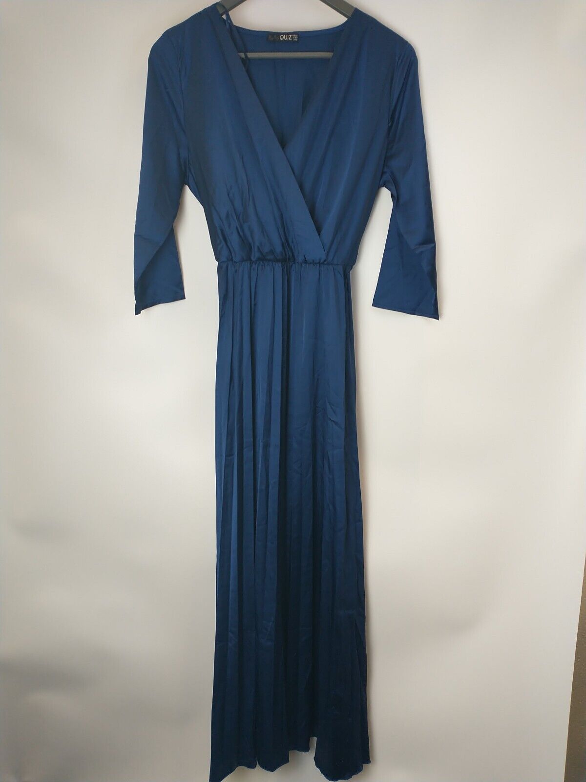 Quiz Navy Satin Wrap Maxi Dress. UK Size 12 ****Ref V30 *NT**