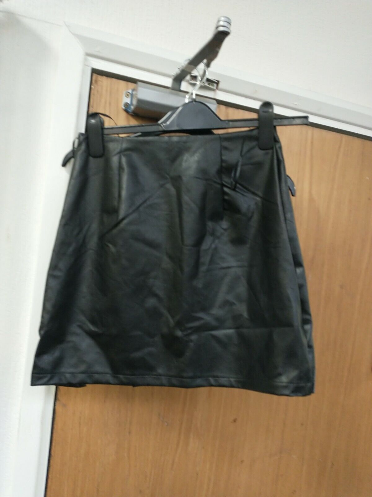 Naanaa Leather Style Skirt Black Size 8 Ref G4