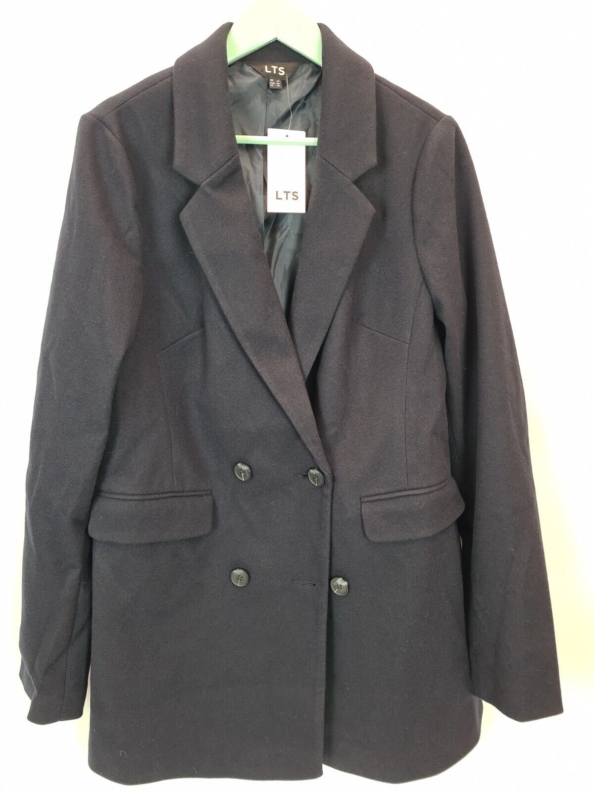 Long Tall Sally - Black Double Breasted Cosy Jacket Size UK 10 **** V31