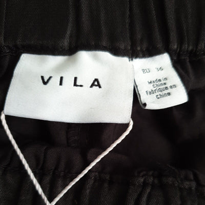 Vila Black Satin Elasticated Waist Trousers Size 8****Ref V40