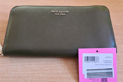 Kate Spade Spencer Zip Purse Saffiano Cow Leather Duck Green Ref****VJ1