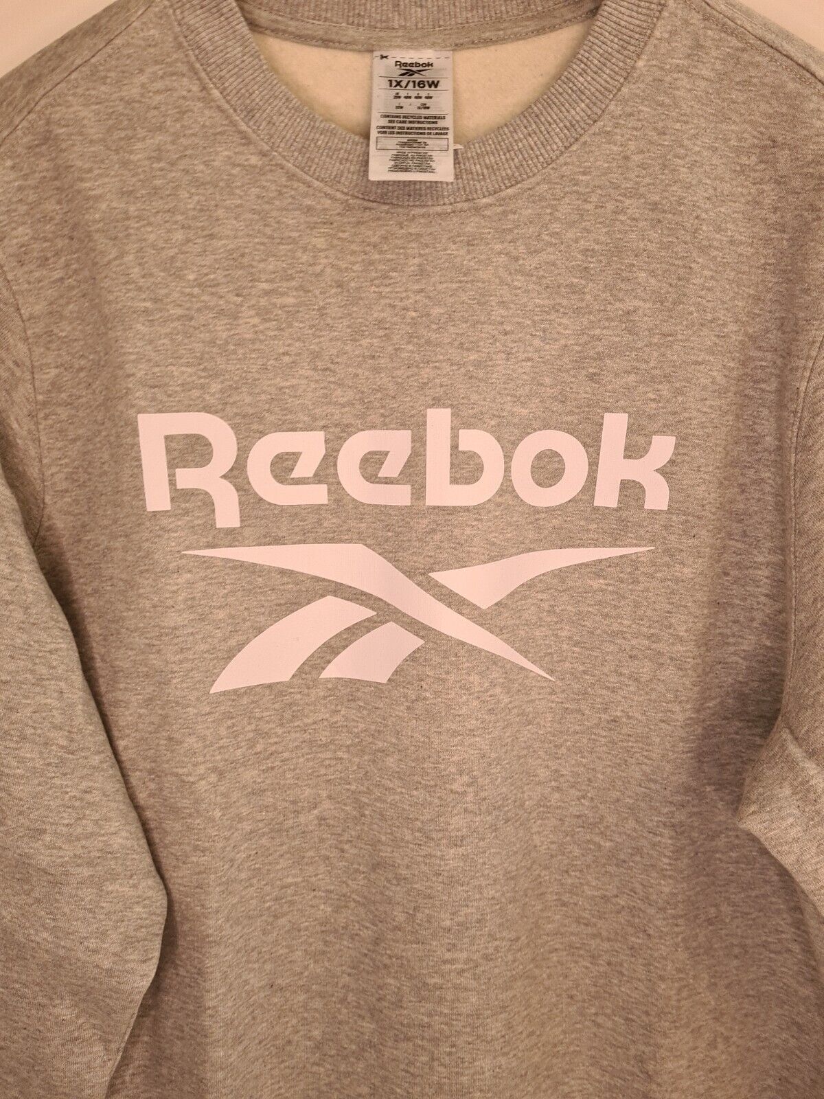 Reebok Womens Grey Identity Logo Fleece Crew Sweatshirt. UK 3XL **** V517