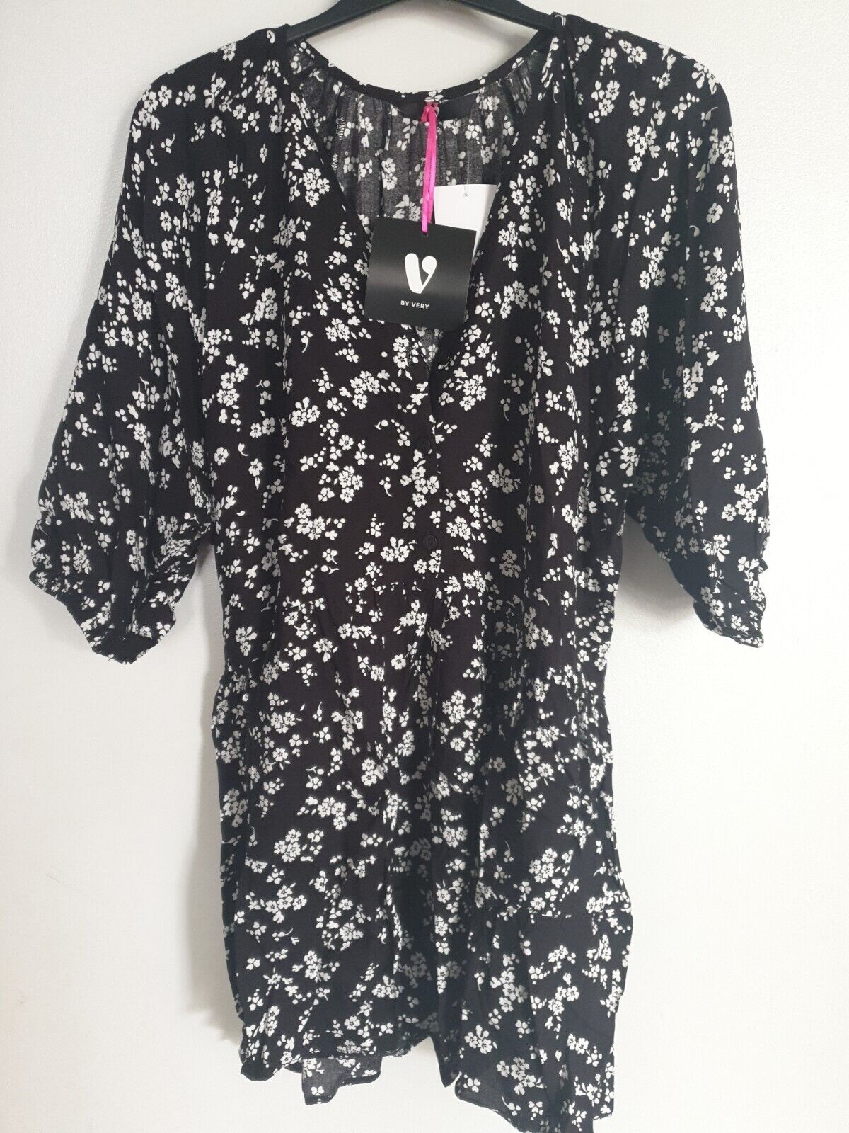 Black Mono Print Dress Uk8****Ref V538