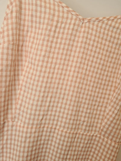 Apricot Gingham Pink High Low Hem Midi Dress Size Uk 10 **** V30