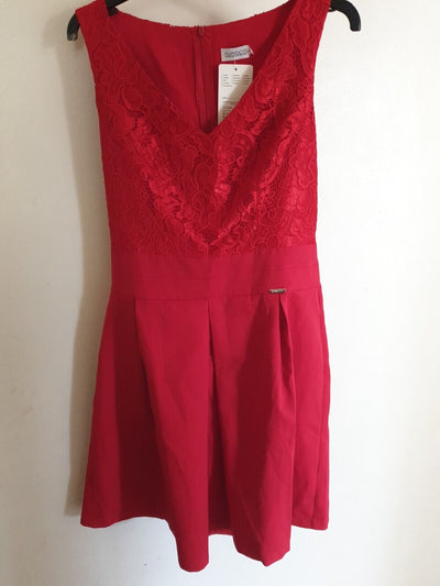 Numoco Red Sleeveless Plunge Dress Size L Ref Dc8+9