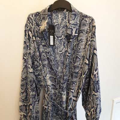 AX Paris Curve Mono Animal Print Shirt Dress Size 24 Blue **** V51