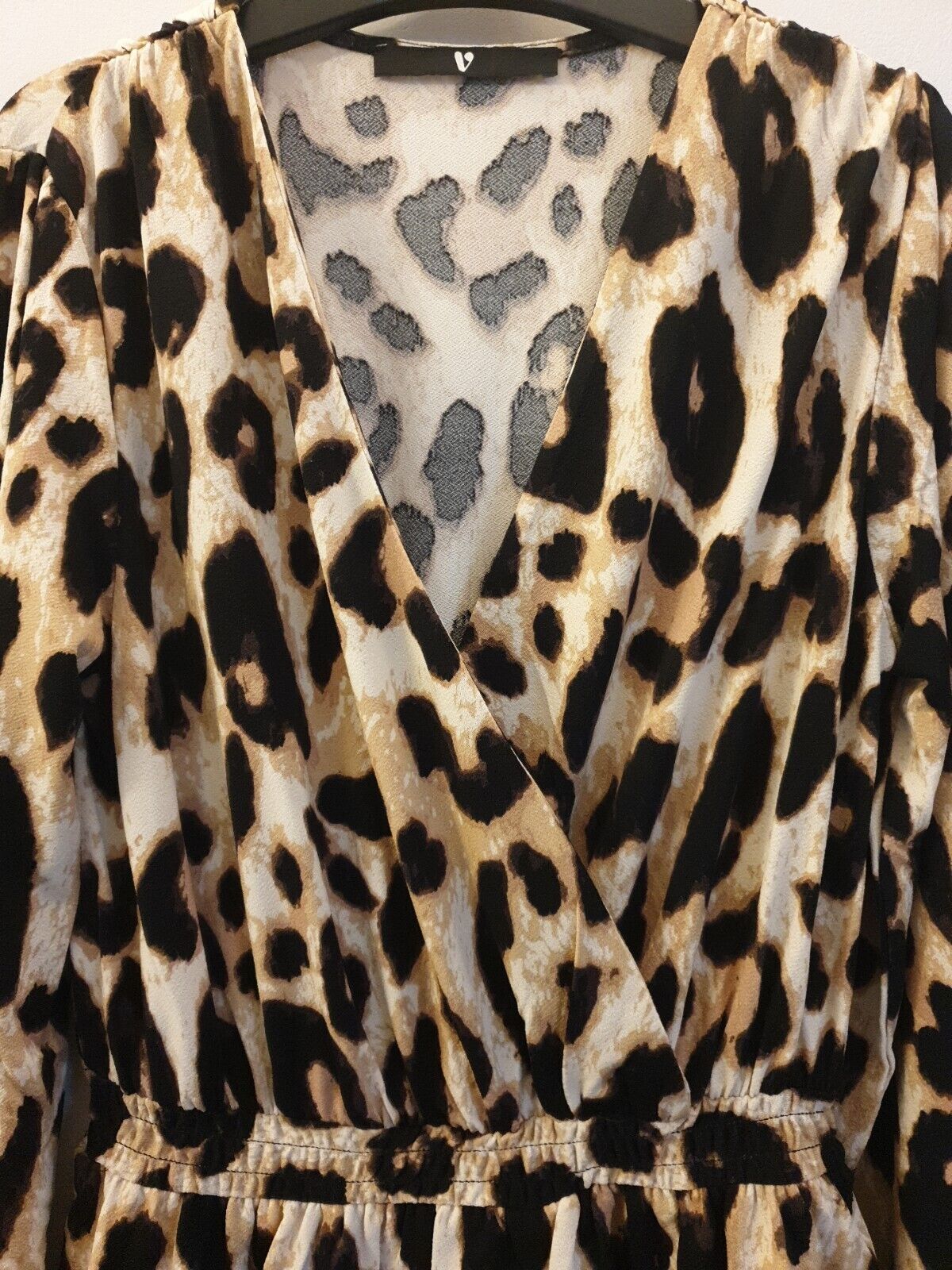 Womens Animal Print Dress Long Sleeve- Brown. Uk8****Ref V574