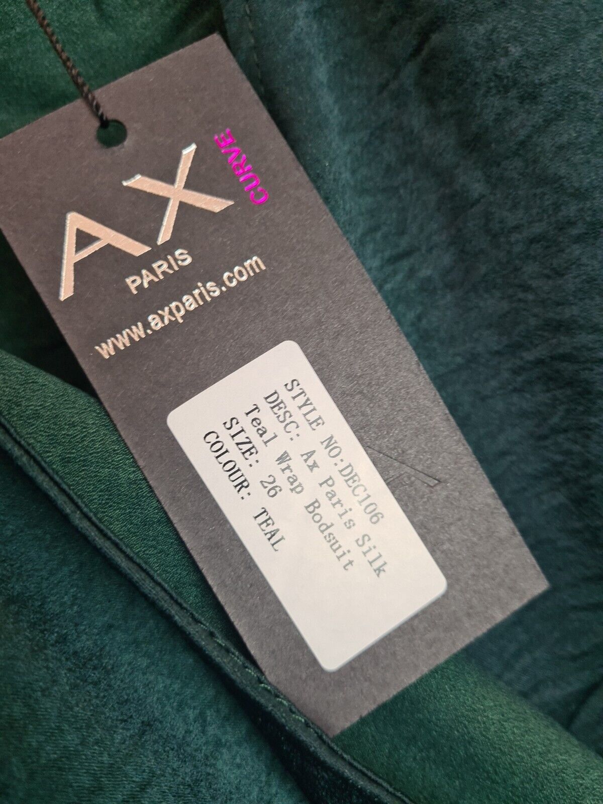 Ax Paris Curve Silk Teal Wrap Bodysuit Size 26 **** V126