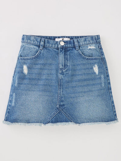 Girls Distressed Denim Skirt Size 14 Years **** V553