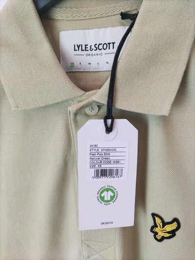 Lyle & Scott Plain Polo Shirt. Natural Green. Size XS. ****V27