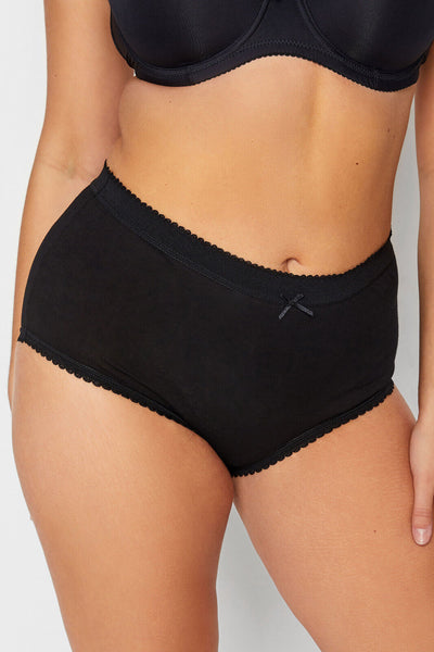 Yours 5 Pack Curve Black Cotton High Waisted Full Briefs Size 18-20