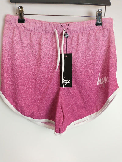 Hype Girls Pink Speckle Fade Script Runner Shorts Size 14 Years **** V126