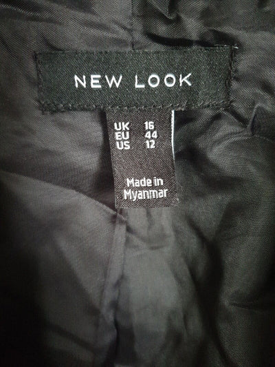 New Look Black Double Breasted Long Blazer Uk16****Ref V490