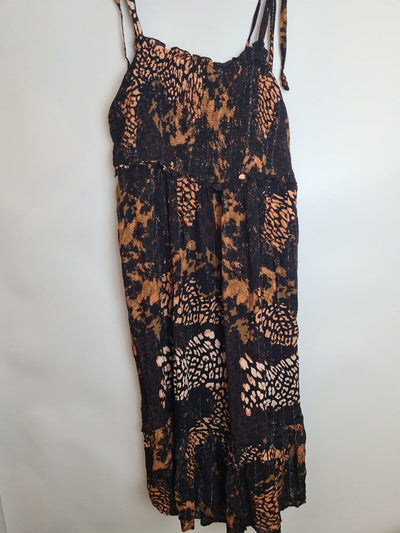 River Island Black Shirred Culotte Jumpsuit Size XSmall **** V208