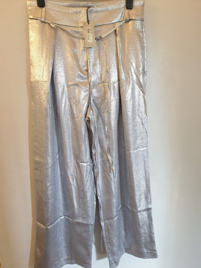 river island trousers Wide Leg- Silver. Uk16