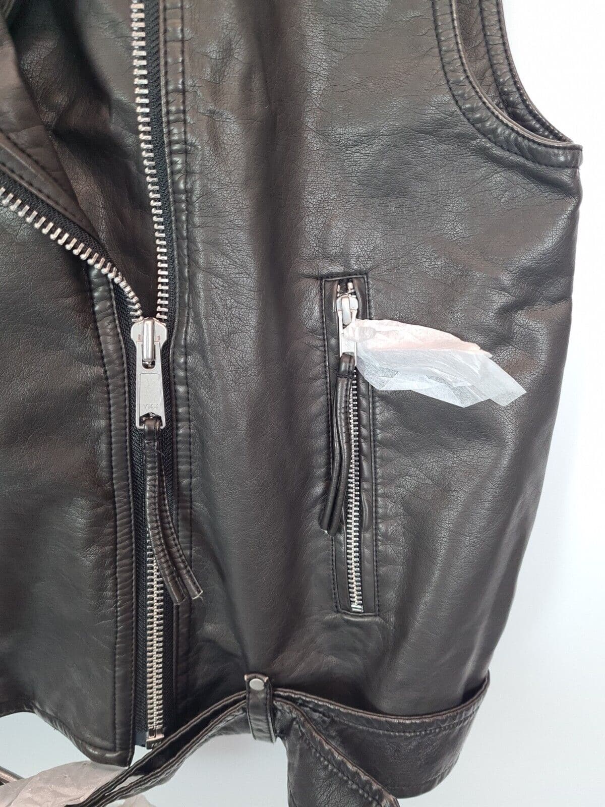 Free People Black Emilia Leather Vegan Vest Size UK Medium **** V28