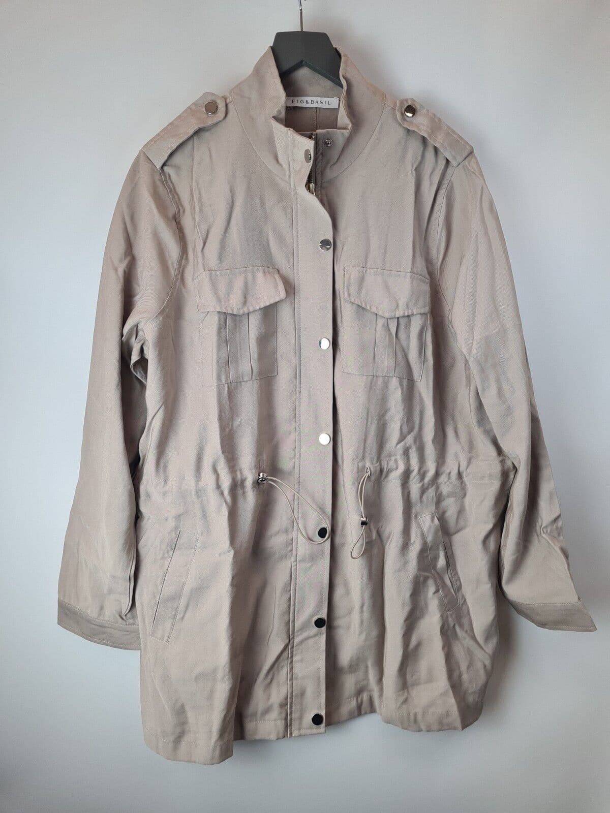 Fig And Basil Casual Military Jacket - Stone Size 12 **** V333
