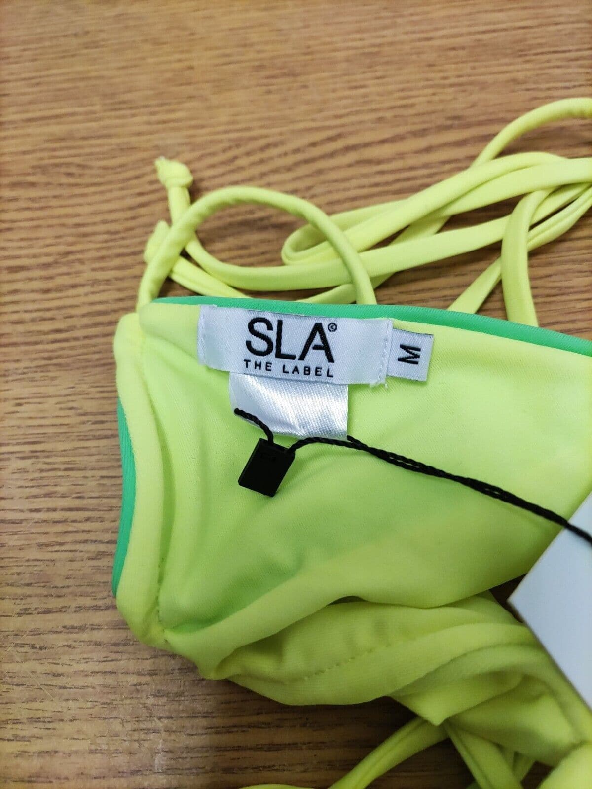 Sla The Label Bikini Top. Yellow/Green. UK Size M. Ref R15