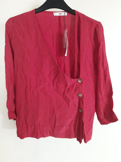 MNG Ladies Red Spotted Blouse - Size M Ref K4