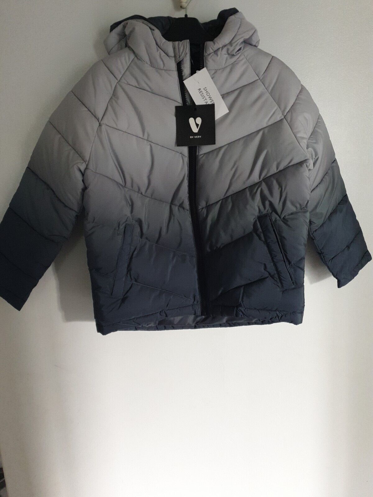 Boys Ombre Padded Coat- Grey. Size 8yrs