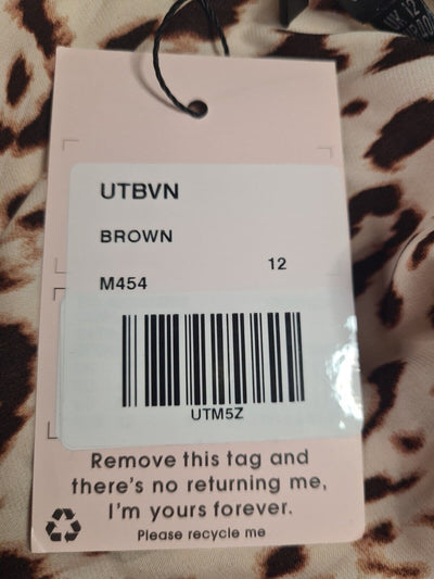 Missguided Cowl Cami Dress Satin Leopard Print Dress Brown Uk12****Ref V57