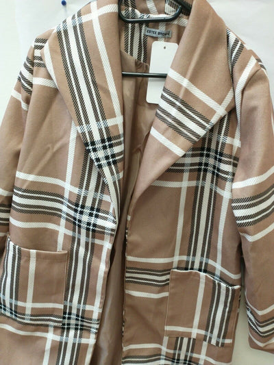 Estee Brown Belted Wrap Jacket. Ladies Size S/ M. Defects.Y31